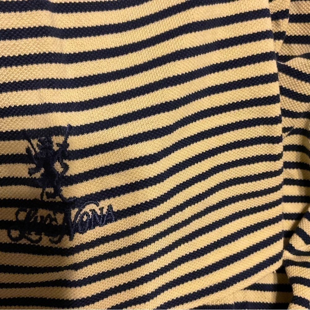 Men’s used Ralph Lauren polo yellow blue striped shirt size XL retro vintage log - Picture 3 of 3